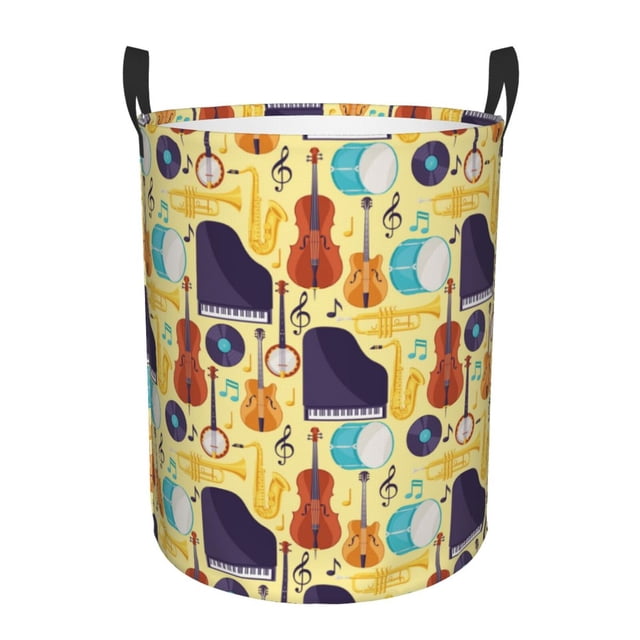 Easygdp Musical Instruments for Large Dirty Clothes Hamper, Lightweight Storage Basket, Household Laundry Bag with Handle-Medium
