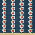 thumbnail image 2 of Ambesonne Vintage Cherry Fabric by the Yard Microfiber, Repeating Flower Art, 3 Yards, Dark Blue Scarlet and White, 2 of 2