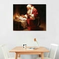 thumbnail image 2 of Nawypu First Christmas Santa Claus Praying To Baby Jesus Nativity Poster Print Fine Art, 2 of 4