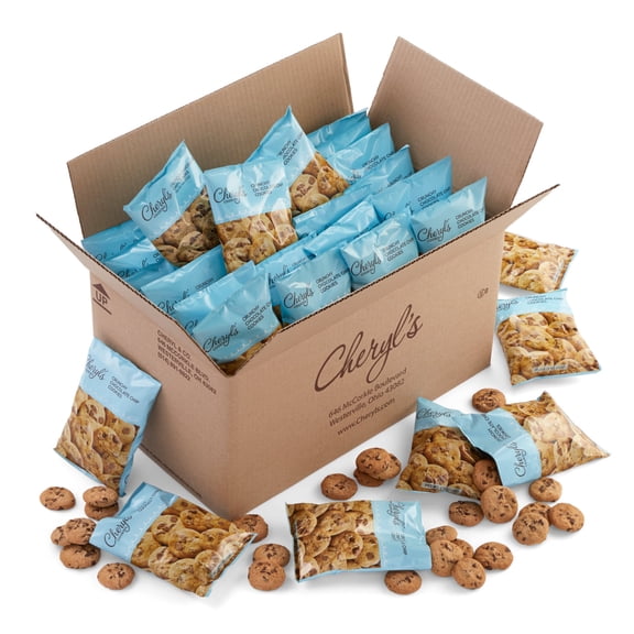 Cheryl's Cookies®  Snack Size Mini Chocolate Chip Cookies, Crunchy Chocolate Chip Cookies,Individually Wrapped, Birthdays, Kid Snacks, Parties, Back to School, Offices & All Occasions, 40 Bags, 4oz