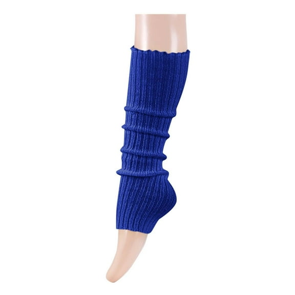 WREESH Women Fashion Leg Warmers Knit Set Pleated Lace Solid Color Medium Length Woolen Knitted Socks Sleeves Blue