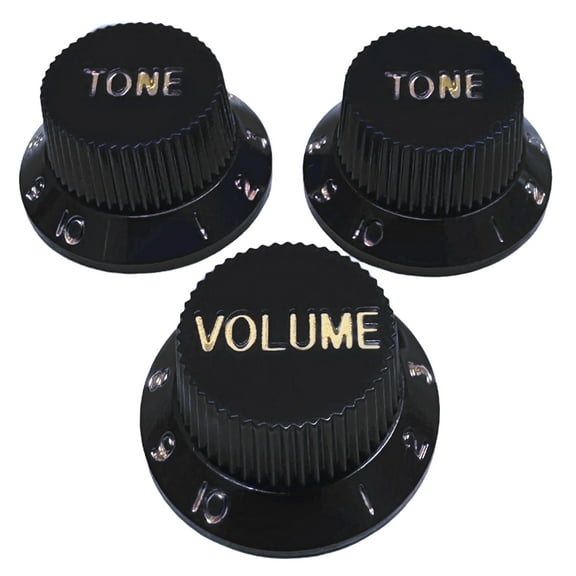 AxLabs Strat-Style Knob Set (3) - Black, Gold