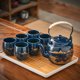 thumbnail image 3 of Juego de té de gran capacidad con esmalte negro, tetera de cerámica sencilla con asa, juego de taza de té, regalo para el hogar y la oficina, 3 of 6