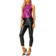thumbnail image 2 of INSPIRE CHIC Women's Halloween Holographic Shiny Shirt Party Disco Metallic Tank Top for Women M Hot Pink Shiny, 2 of 6