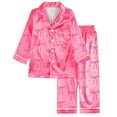 thumbnail image 3 of Teen Silk Pajamas for Girls Valentine Pjs Long Sleeve Bow Print Button Down Loungewear Boys' Pajama Sets 13-14 Years, 3 of 4