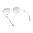 thumbnail image 4 of Womens Metal Race Jewel Trim Rimless Heart Shape Hippie Sunglasses Gold - Green, 4 of 4