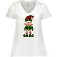 thumbnail image 3 of Inktastic Merry Christmas Elf in Red and Green Plaid Women's Plus Size V-Neck T-Shirt, 3 of 5