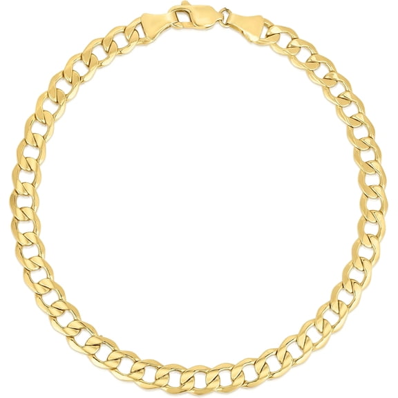 Floreo 10k Yellow Gold 5.3mm Hollow Cuban Curb Link Bracelet - 7 Inch