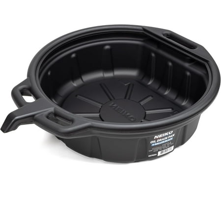 NEIKO 20760A Large Oil Drain Pan, 4 Gallon (16L) Capacity, Black Plastic Anti Splash Oil Pan, Motor Oil Drip Catcher Pan, Non Spill Pour Spout, Oil Catch Pan for Changing Oil, Oil Drain Container
