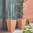 thumbnail image 3 of Glitzhome  22.75"H Set of 2 Oversized Eco-Friendly PE Tapered Tall Fluted Pot Planter Terracotta, 3 of 5