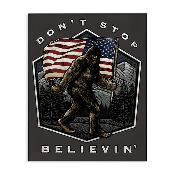 Stupell Industries Don't Stop Believing Novelty Painting Gallery Wrapped Canvas Art Print Wall Art, 16 x 20