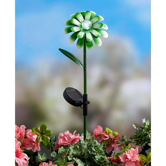 Solar Powered Bubble Flower Stake Light Up Garden Decoration Green
