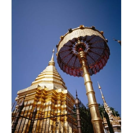 Golden Chedi Wat Phrathat Doi Suthep Chiang Mai Province Thailand Stretched Canvas - Panoramic Images (20 x