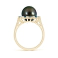 thumbnail image 2 of Angara Tahitian Cultured Pearl and Blue Diamond Ring in 14K Yellow Gold for Women | June Birthstone Jewelry for Her, 2 of 8
