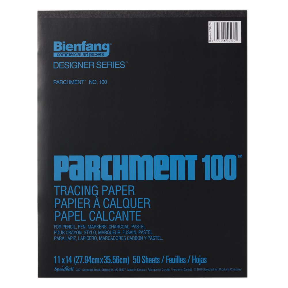 Bienfang Parchment 100 Tracing Paper Pad, 50 Sheets, 11" x 14