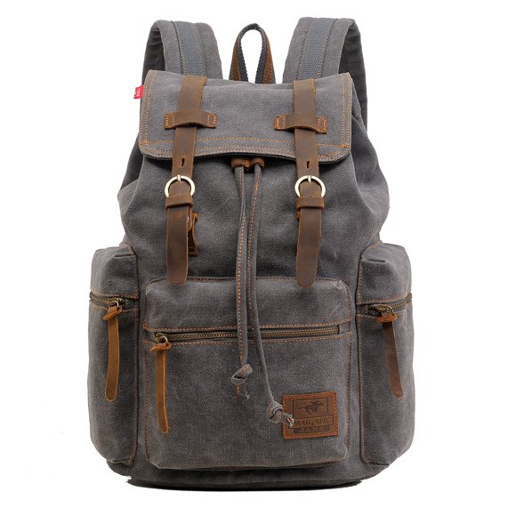 AUGUR Mochila Vintage de Lona de Alta Capacidad - para Escuela, Universidad, Senderismo, Viajes, computadora portátil de 12 a 17"