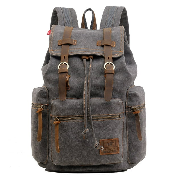 AUGUR Mochila Vintage de Lona de Alta Capacidad - para Escuela, Universidad, Senderismo, Viajes, computadora portátil de 12 a 17"