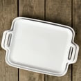 thumbnail image 6 of Denmark Tools for Cooks 2 Piece Stoneware Rectangular Serving Trays Platters Set with Handles, White, 6 of 9