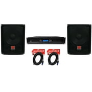 (2) Rockville SBG1128 12" Pro DJ PA Subwoofers+5000w 2-Channel Amplifier+Cables