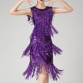 thumbnail image 5 of STETMN Women Layered Fringe Deep V Neck Cami Mini Dress Sleeveless Tassels Flapper Dresses, 5 of 6