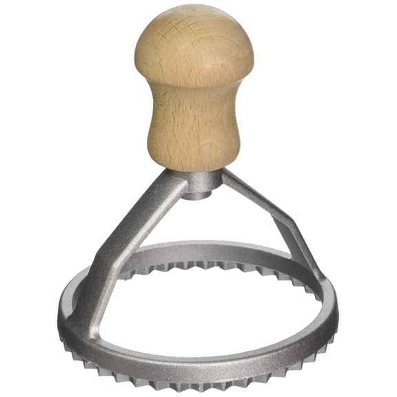 Eppicotispai Aluminum Round Ravioli Stamp with Beechwood Handle, 3-Inch