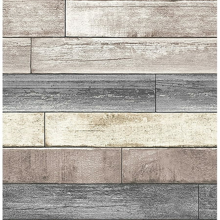 NuWallpaper Reclaimed Wood Plank Natural Peel & Stick (The Best Way To Get Wallpaper Off)