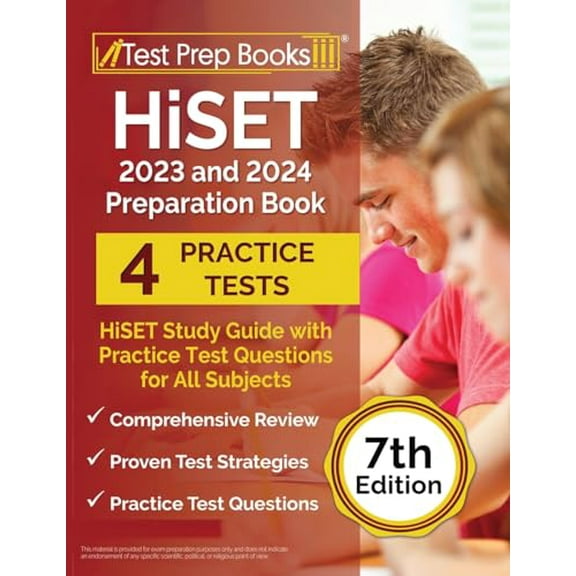 Pre-Owned HiSET 2023 and 2024 Preparation Book: HiSET Study Guide with Practice Test Questions for All Subjects [7th Edition], 9781637753354, 1637753357, Paperback,