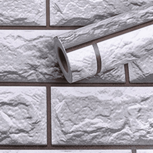 Papel pintado de pelar y pegar de ladrillo de piedra - Papel pintado de mampostería - Aspecto de mampostería de textura artificial 3D
