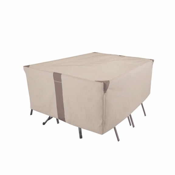 Modern Leisure Monterey Rect/Oval Outdoor Patio Table & Chair Set Cover, 108"L x 82"W x 23"H, Beige