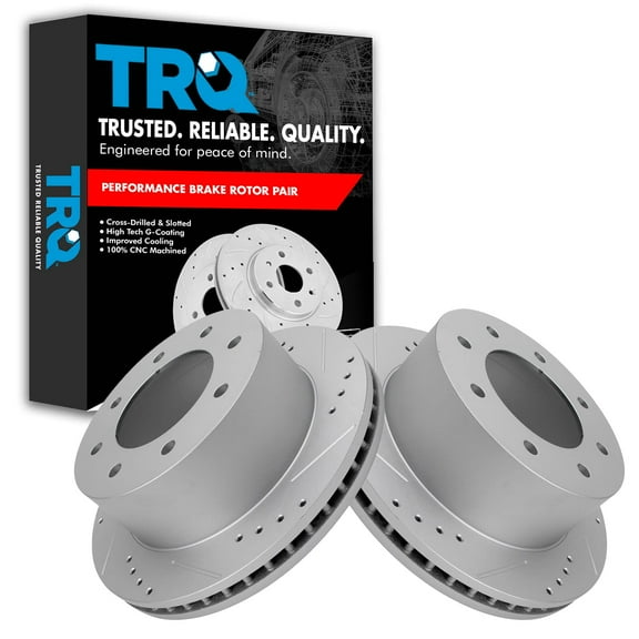 TRQ Front Performance Brake Rotors Set Premium G-Coated Cross Drilled & Slotted Fits Select 2009 Ford F-150