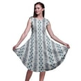 thumbnail image 1 of Bimba Robe Midi Évasée d'Été Sans Manches à Imprimé Floral Décontractée pour Femmes Ikat Shibori Bleue - Petit, 1 of 6