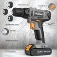 thumbnail image 4 of Pulituo 20V Cordless Drill Driver Kit, Home Tool Set with 20V Lithium-Ion Drill, 2pcs Battery, 120PCS All-Purpose Kit, 21+1 Torque, 2-Speed, DIY & Home Repairs Yellow, 4 of 9