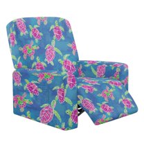 Kuiaobaty Turtle Print Reclining Sofa Slipcover Durable Furniture Protect Cover Breathable Recliner Chair Cover Large with Pocket Washable Reclining Slipcover for Living Room