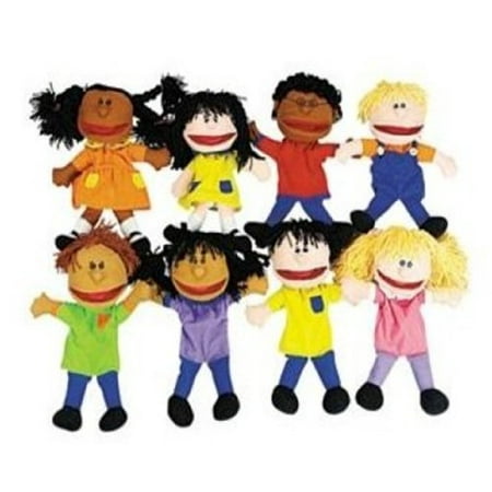 Hand Puppet Puppy Plush Happy Kids Hand Puppets Multi-Ethnic Collection Novelty (Set of 8), 8 hand puppets per package By Fun Express ()