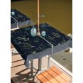 thumbnail image 2 of Outdoor Table Cloth with Umbrella Hole and Zipper, Black Spring Floral Waterproof Square Tablecloth 54"x54", Watercolor Botanical Flower Striped Washable Table Cover for Outside Party Patio Picnic, 2 of 8