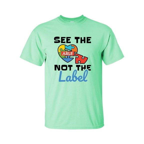 Autisim Awareness See The Able Not The Label Unisex Adult Short Sleeve T-shirt-Mint-xxl