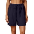 thumbnail image 6 of Cotton Linen Shorts for Women Plus Size Drawstring Elastic Waist Summer Beach Vacation Bermuda Shorts with Pockets, M, 6 of 7