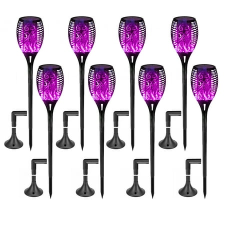 

FTjfrsbc 12LED Solar Flame Torch Light Flashing Purple Light Yard Stake Lamp (8Pcs)