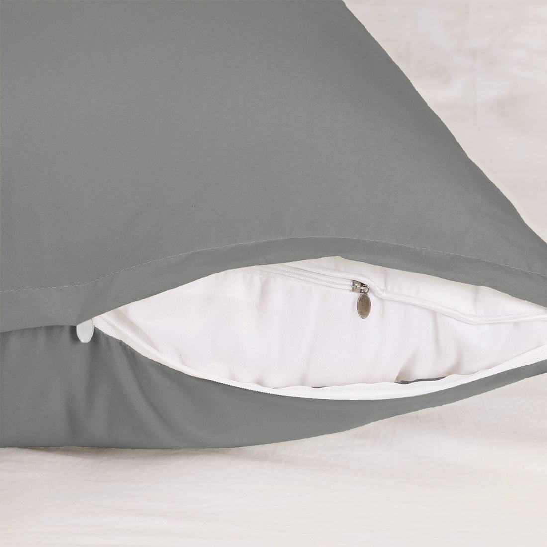 Unique Bargains Pillowcases Zippered Microfiber Body Pillow Cover Grey 20" x 54"