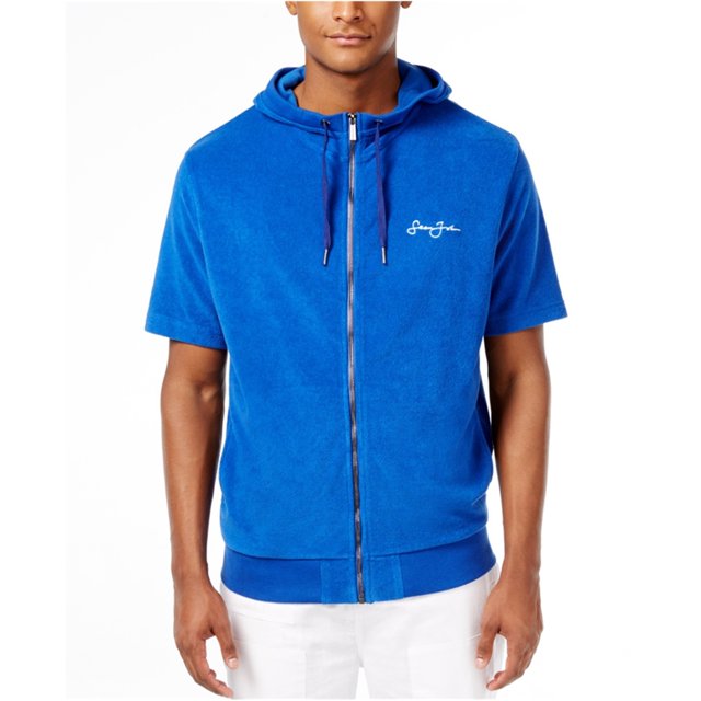 Sean John Sudadera con Capucha de Manga Corta para Hombre, Azul, X-Large Sean John Sudadera
