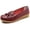 A-winered, variant on Women Loafers Leather Rubber Sole Slip On Walking Flats Casual Moccasin Boat Shoes
