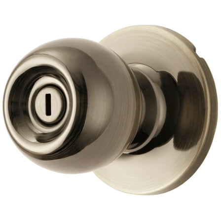 Hyper Tough Interior Locking Ball Privacy Bed and Bath Doorknob Antique Brass Finish