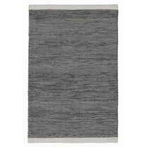 FH Home Machine Washable Area Rug - Hand Woven, Stain Resistant, Pet Friendly - Premium Recycled Polyester Yarn - Solid - Bedroom, Living/Dining Room - Kingscote - Black & White - 5 x 8 ft