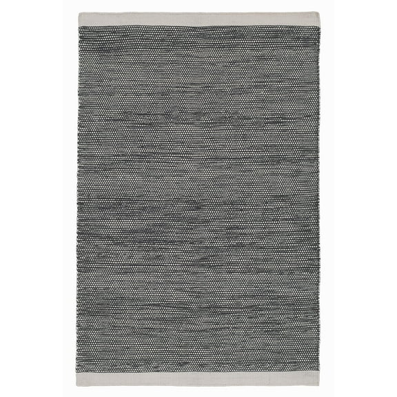 FH Home Machine Washable Area Rug - Hand Woven, Stain Resistant, Pet Friendly - Premium Recycled Polyester Yarn - Solid - Bedroom, Living/Dining Room - Kingscote - Black & White - 5 x 8 ft