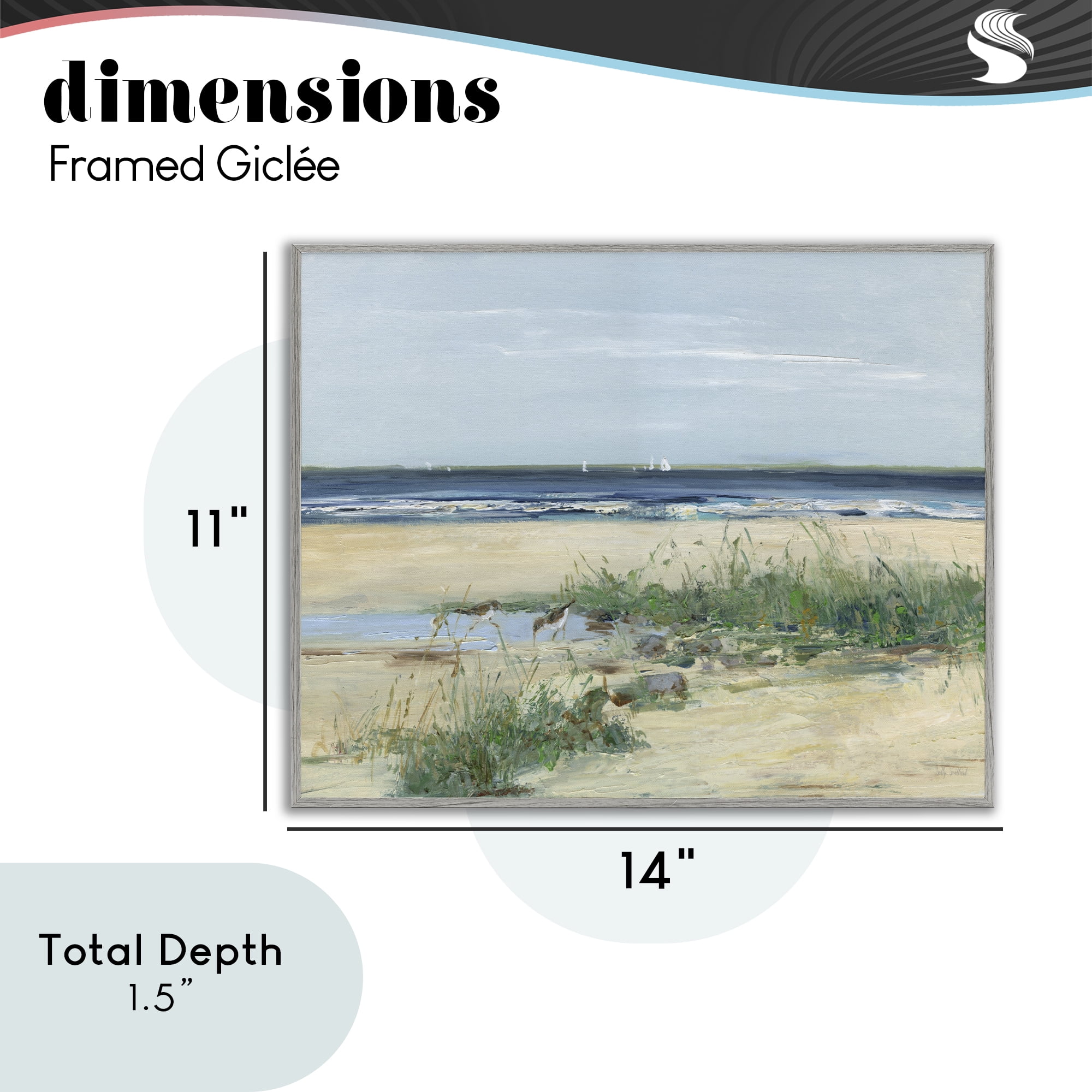 Stupell Industries Beach Marsh Sandpipers Gray Framed Giclee Art, design by Sally Swatland