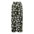 thumbnail image 3 of WTOBBY Women's Summer Floral Print Wide Leg Palazzo Pants Featuring High Waist Elastic Drawstring Casual Design and Pockets for Stylish Outfits ,Army Green L, 3 of 7