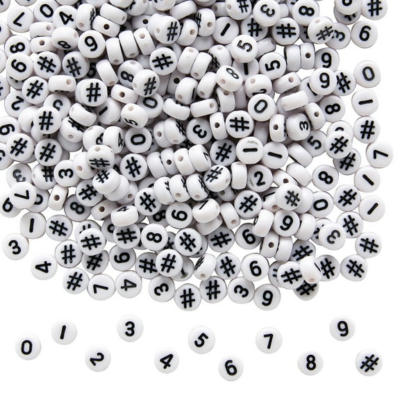 Fun Express 6mm Bulk 400 Pieces White Round Numbers Plastic Beads