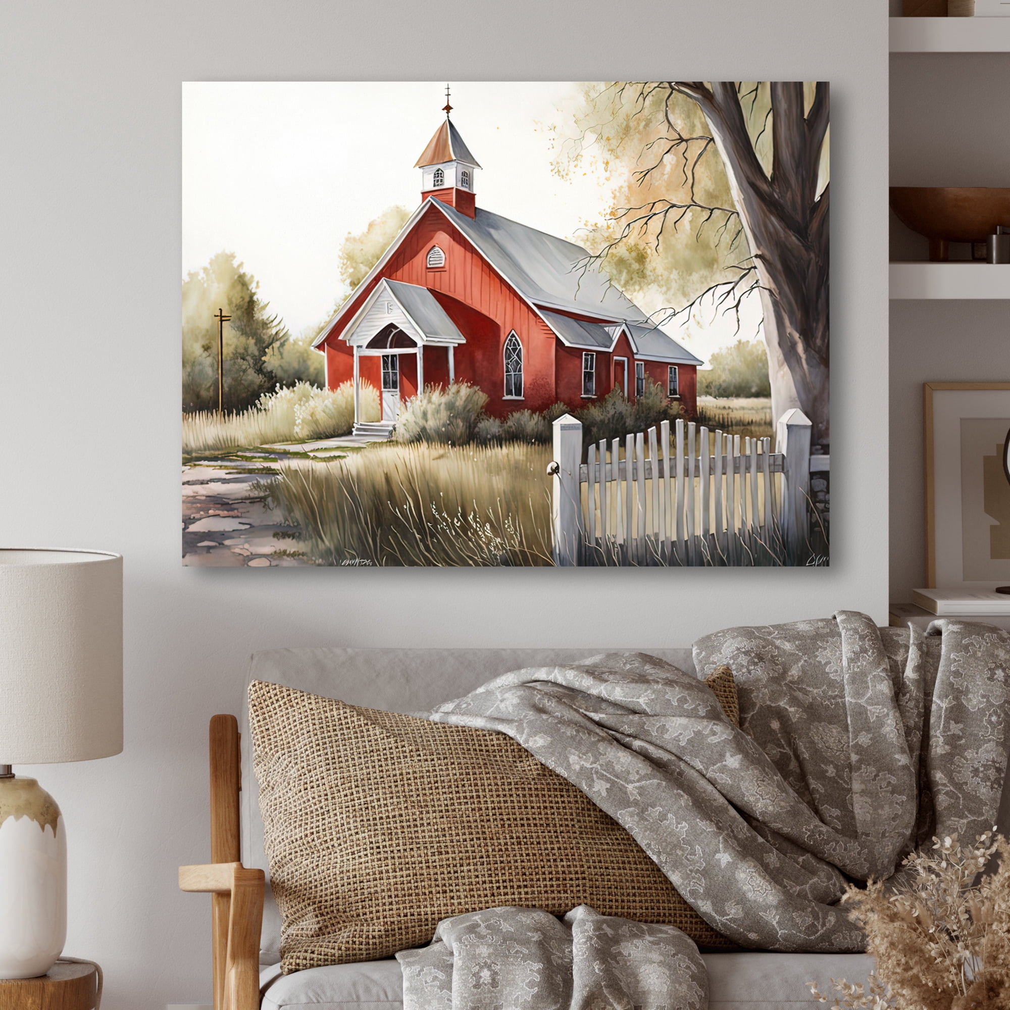 Designart Church In Country Town VI Canvas Wall Art
