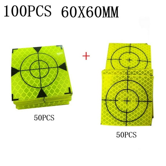 100Pcs Total Station Reflector Aiming Target Sticker Measuring Phosphor 60mm