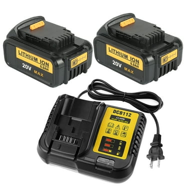 2pack For DeWalt 20 Volt Max XR 6.0AH Lithium Ion Premium Battery DCB112 Charger